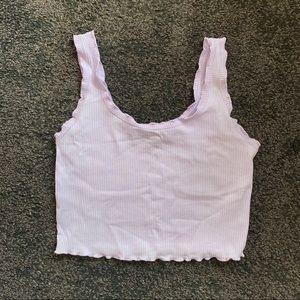 Bershka Lilac Lettuce Hem Crop Top